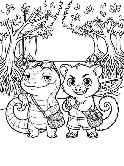Boko & Guss in the Mangroves colouring page preview