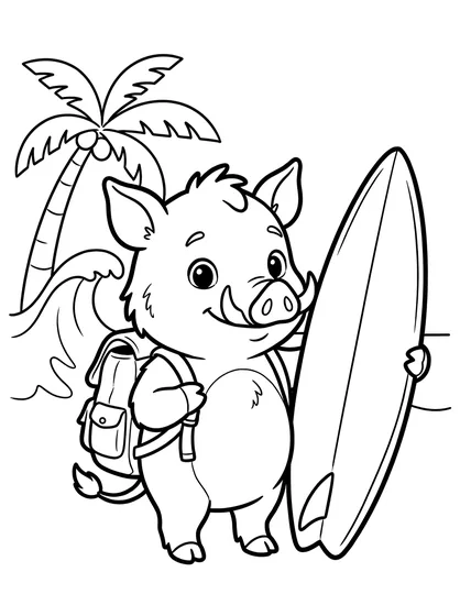 Moku's Surf Check colouring page preview